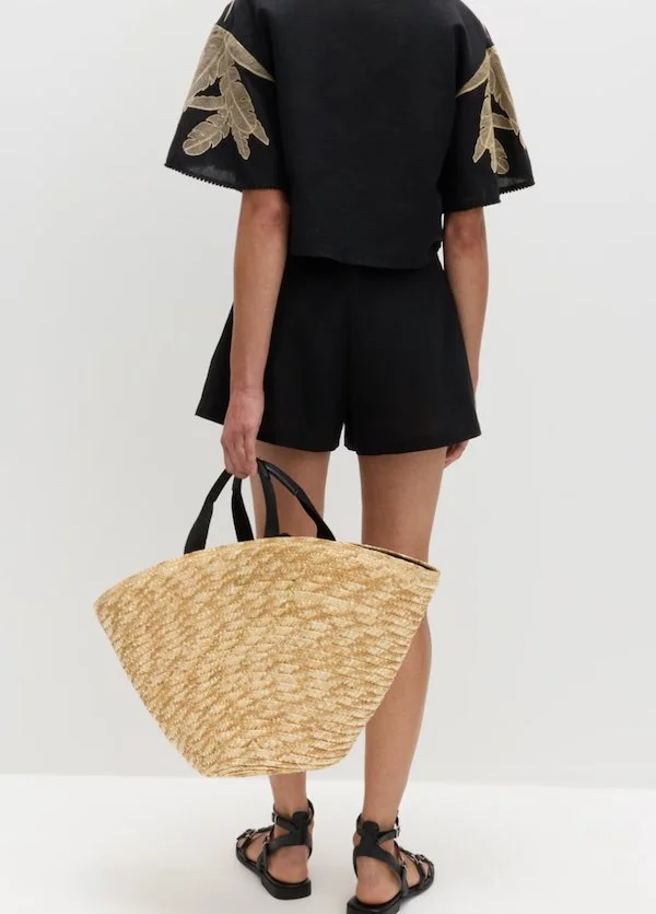 M&S handwoven straw tote
