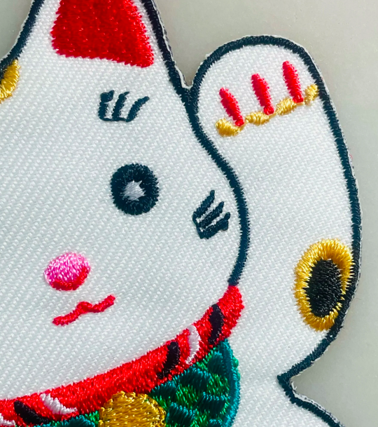 Lucky cat embroidered iron-on patch