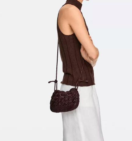 Massimo Dutti leather macrame bag