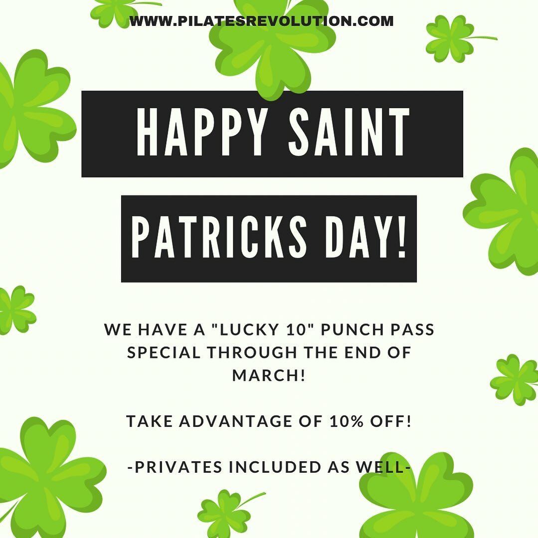 🍀Happy St. Patrick&rsquo;s day! We have a special that we are offering through the month of March! Don&rsquo;t miss it!! 🍀 #fitness #draperutah #pilates #barre #privatepilates