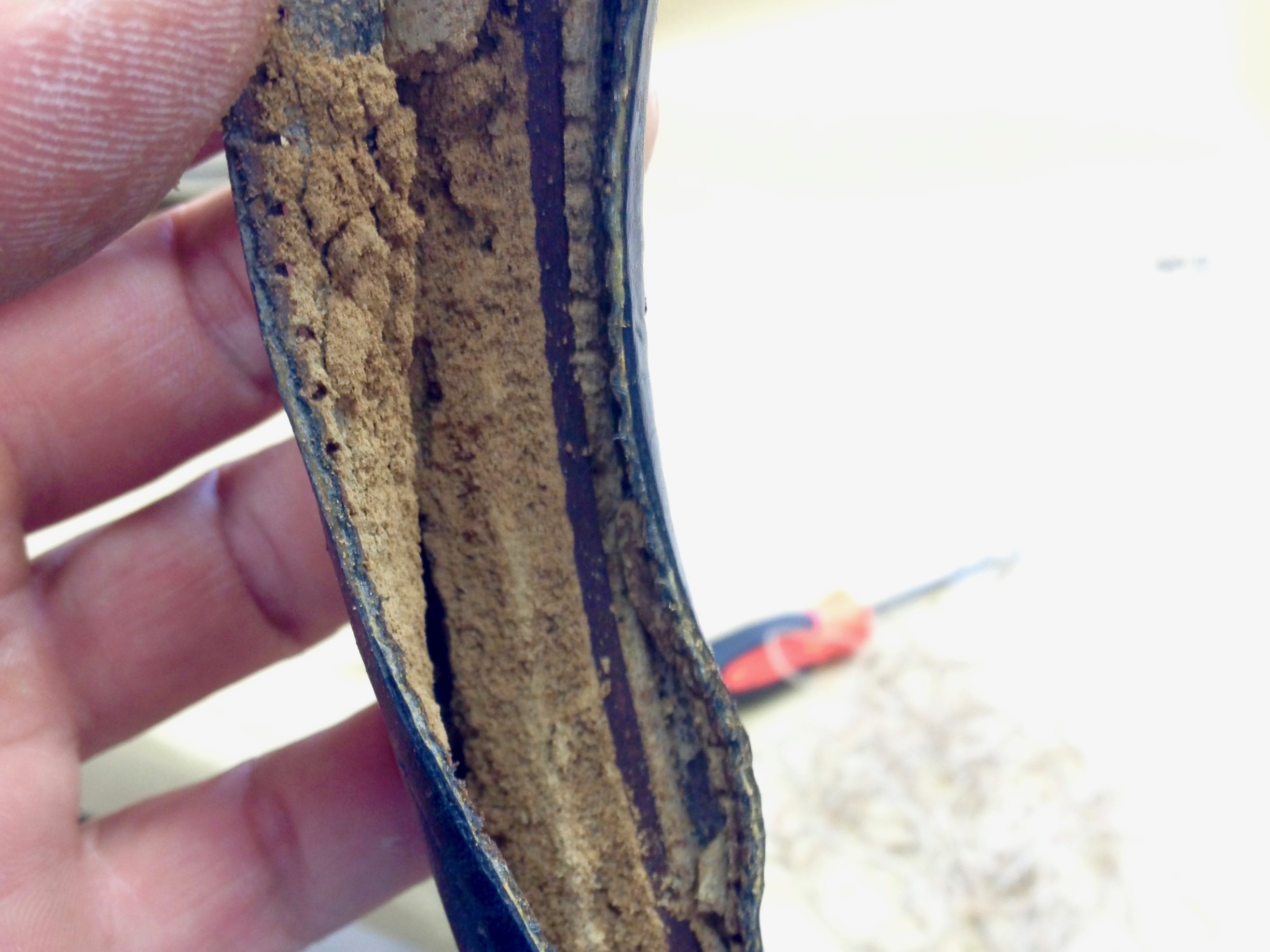 Original crumbling foam.