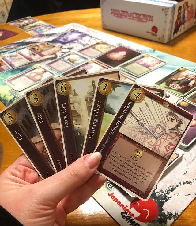 💖 Heart of Crown time!! 👑 We love this little game, it’s so much fun and has totally opened us up to exploring more card and board games together. 🥰👍🏻 #gamenight #boardgames #boardgamenight #heartofcrown #deckbuilding #couplesgamenight @japanimegames