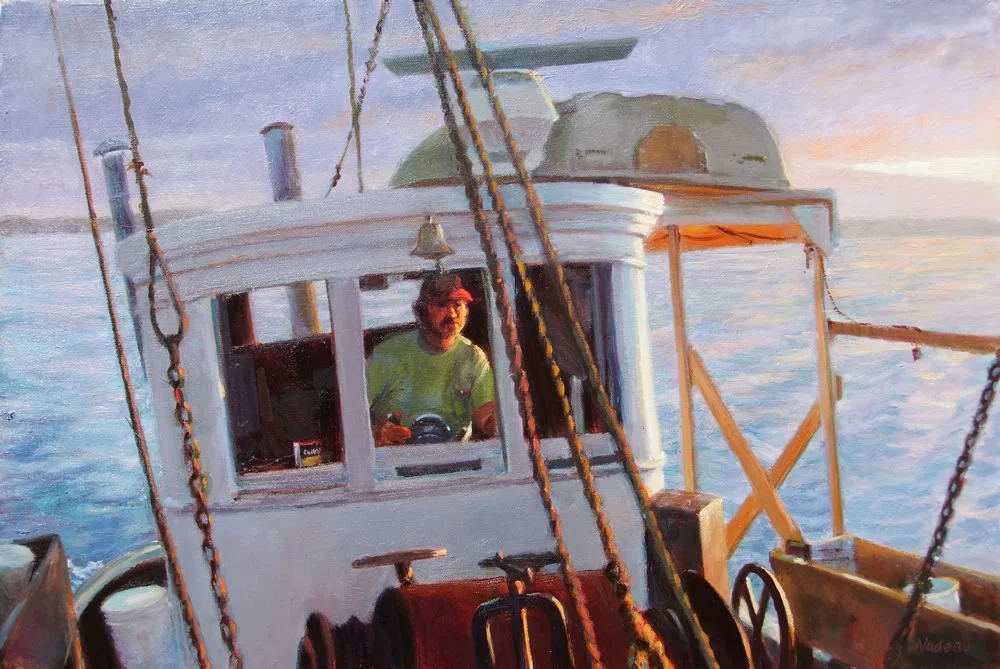 Bud At The Helm, 20x30, Oil on canvas