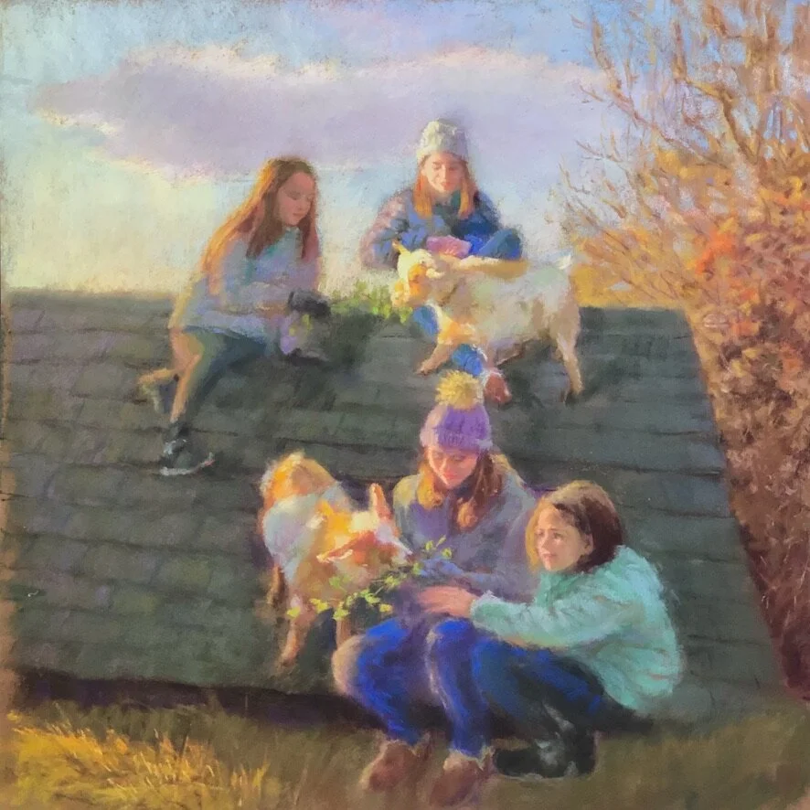 Nadeau_HerdingSixKids_24x24_Pastel_$4000.jpeg