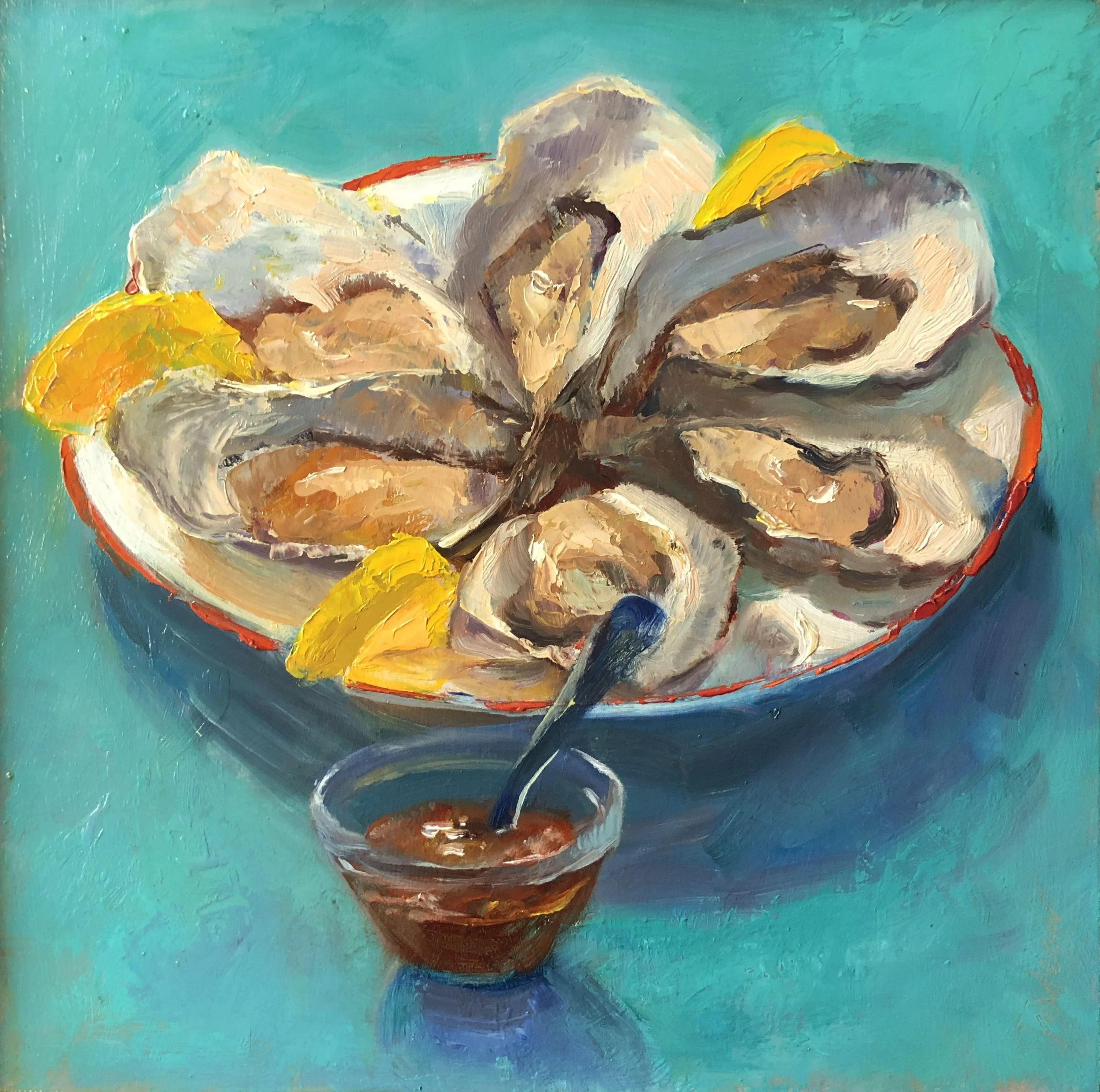 SixOnTeal_12x12_Oil_$1500_ (SOLD).JPG