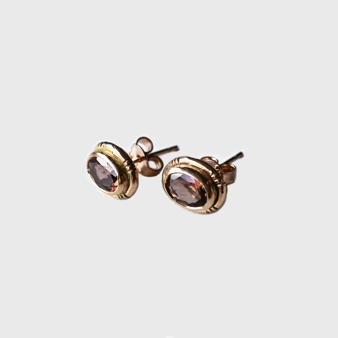 Oval Valeria 9 Carat Rose God Tourmaline Earrings