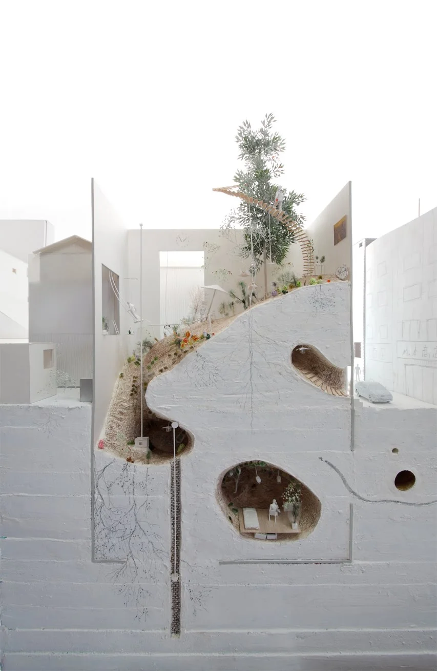 Ant architecture. The house designed like real life ant nest.