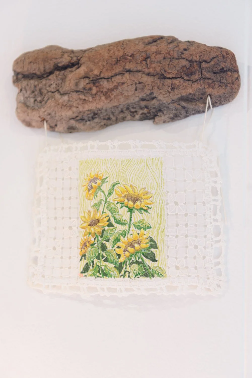 Sunflowers (2026),
Watercolor on vintage french linen coaster,
4x5