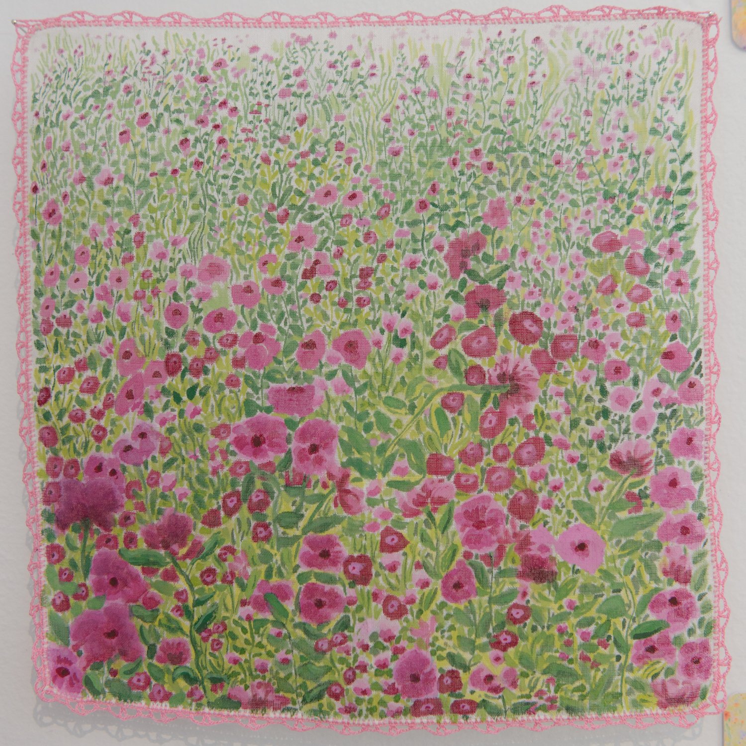 Untitled (2026),
Watercolro on thrifted handkerchief,
8x8
