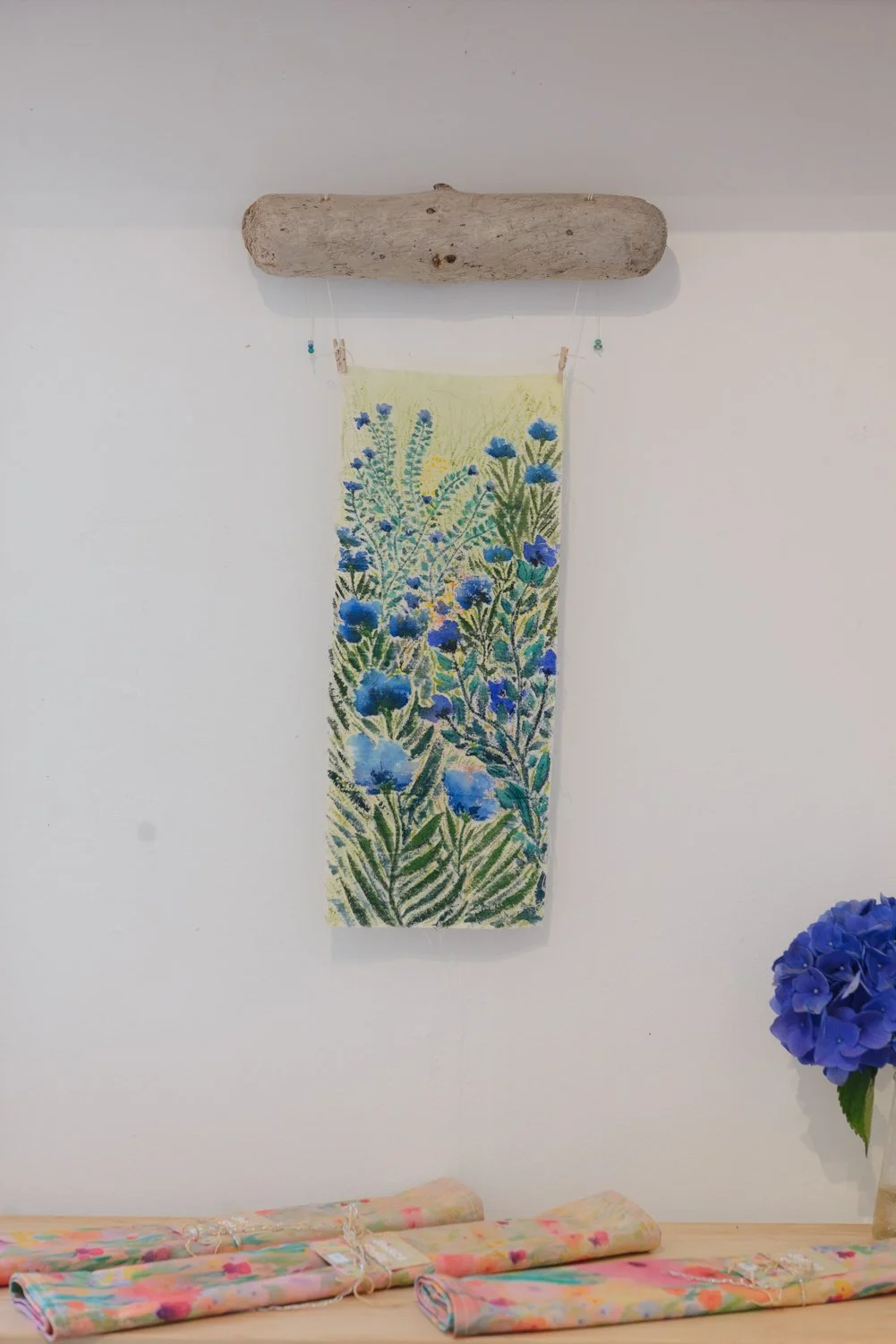 From the Hill Top (2026),
Watercolor on raw cotton,
16x6