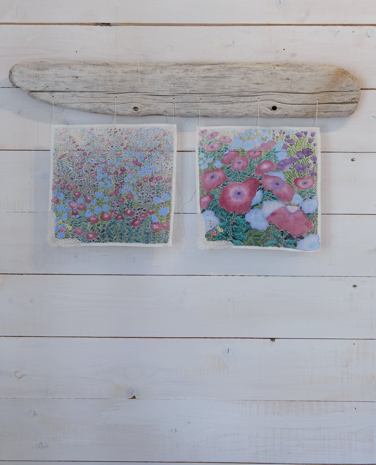 The Big and The Small (2026),
Watercolor on gifted handkerchief,
15x26