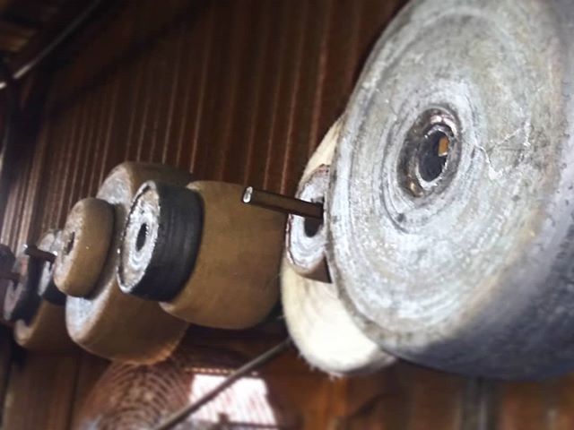 These are hand-coated #polishing #wheels. The wheels are #dipped in a special glue and coated with #abrasive material...
This smoothes out any scratches or imperfections in the metal after it is #copper #plate
