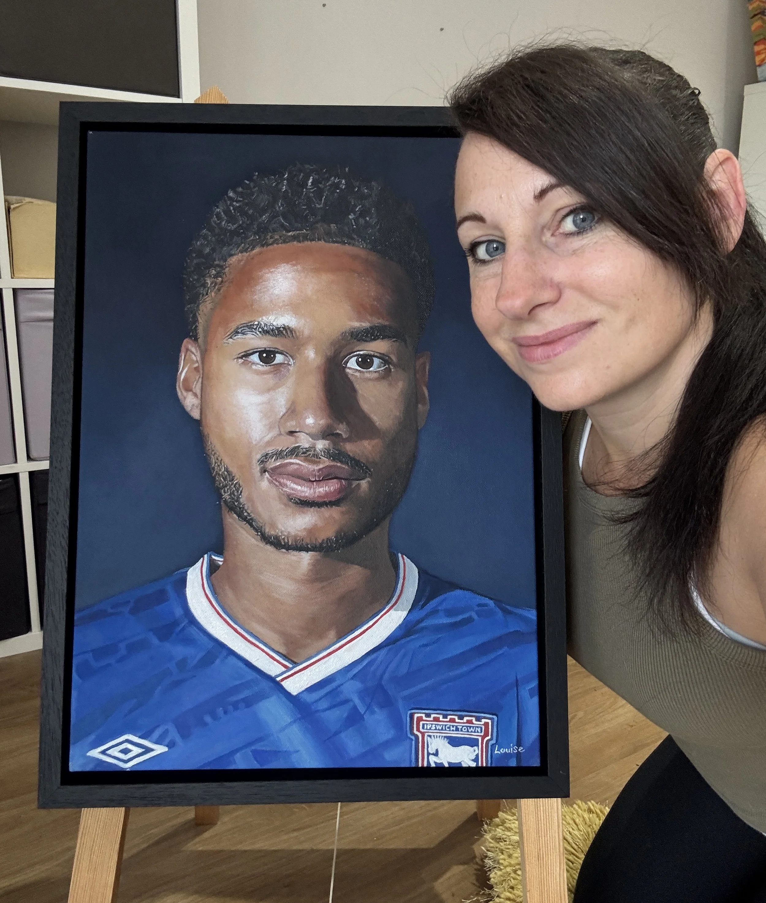  Acrylic on canvas painting capturing Jens Cajuste for the cover of the Sheffield United programme. 