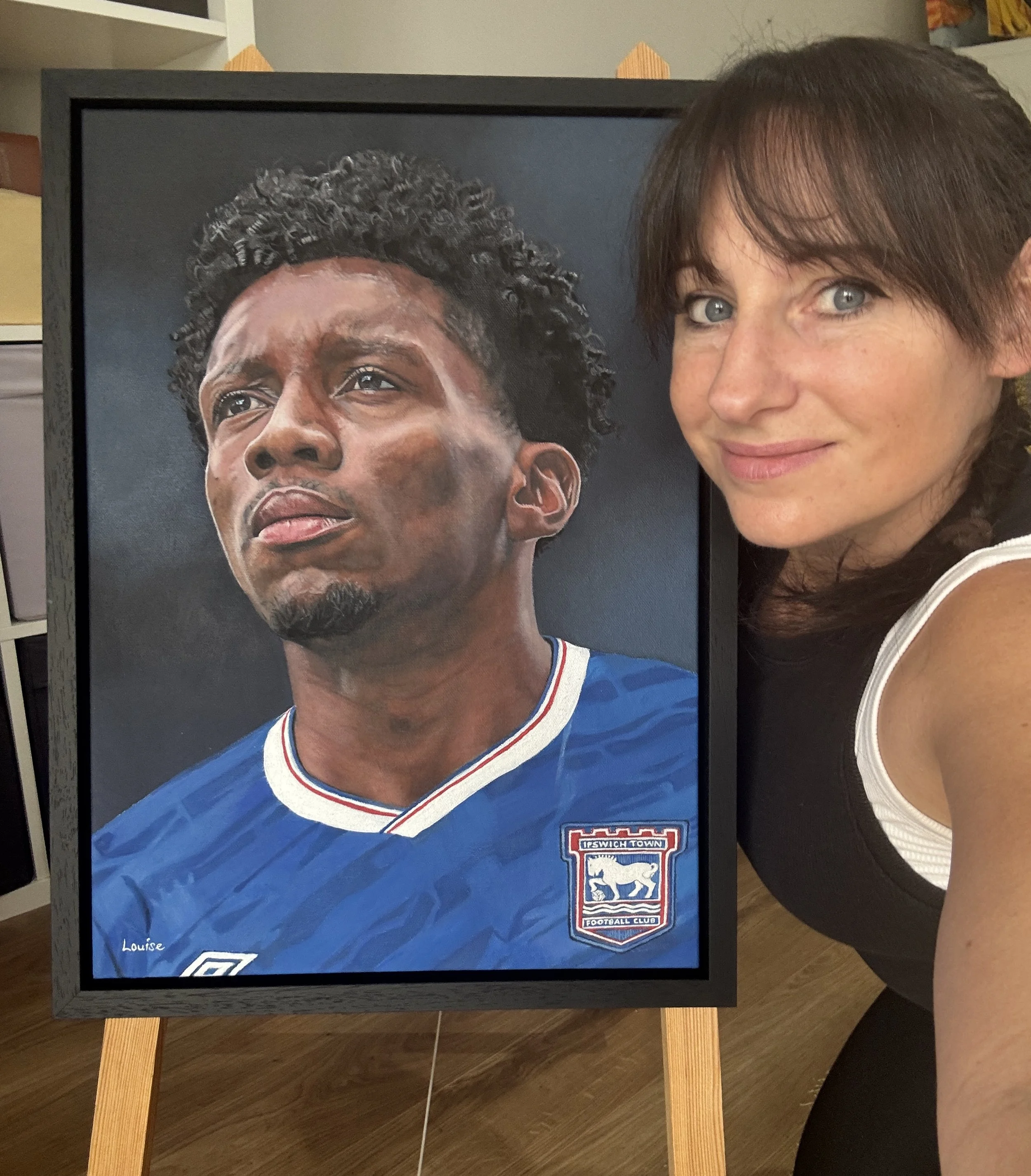  Acrylic on canvas painting capturing Jaden Philogene for the cover of the Portsmouth programme. 