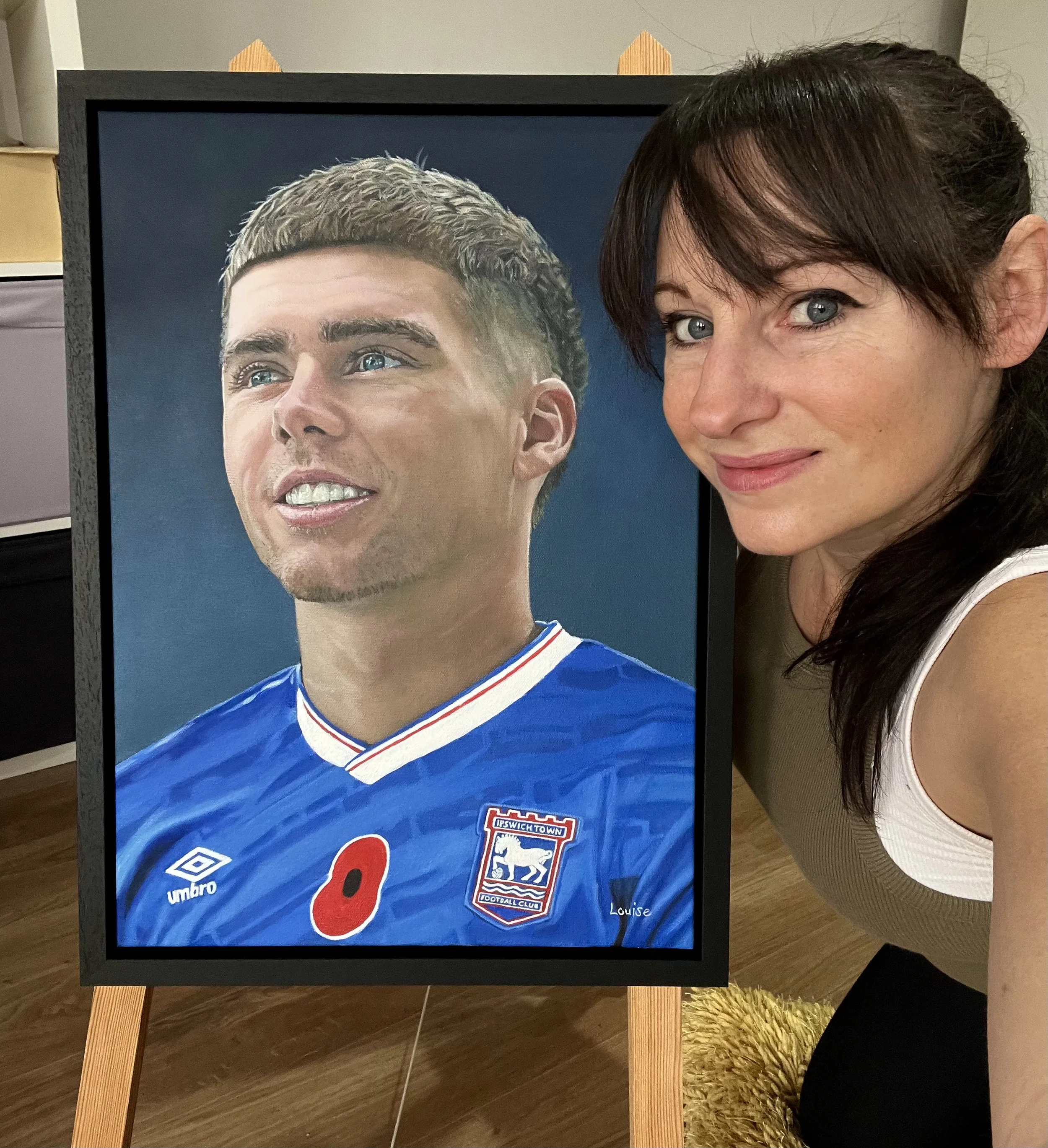  Acrylic on canvas painting capturing Leif Davis for the cover of the Watford programme. 