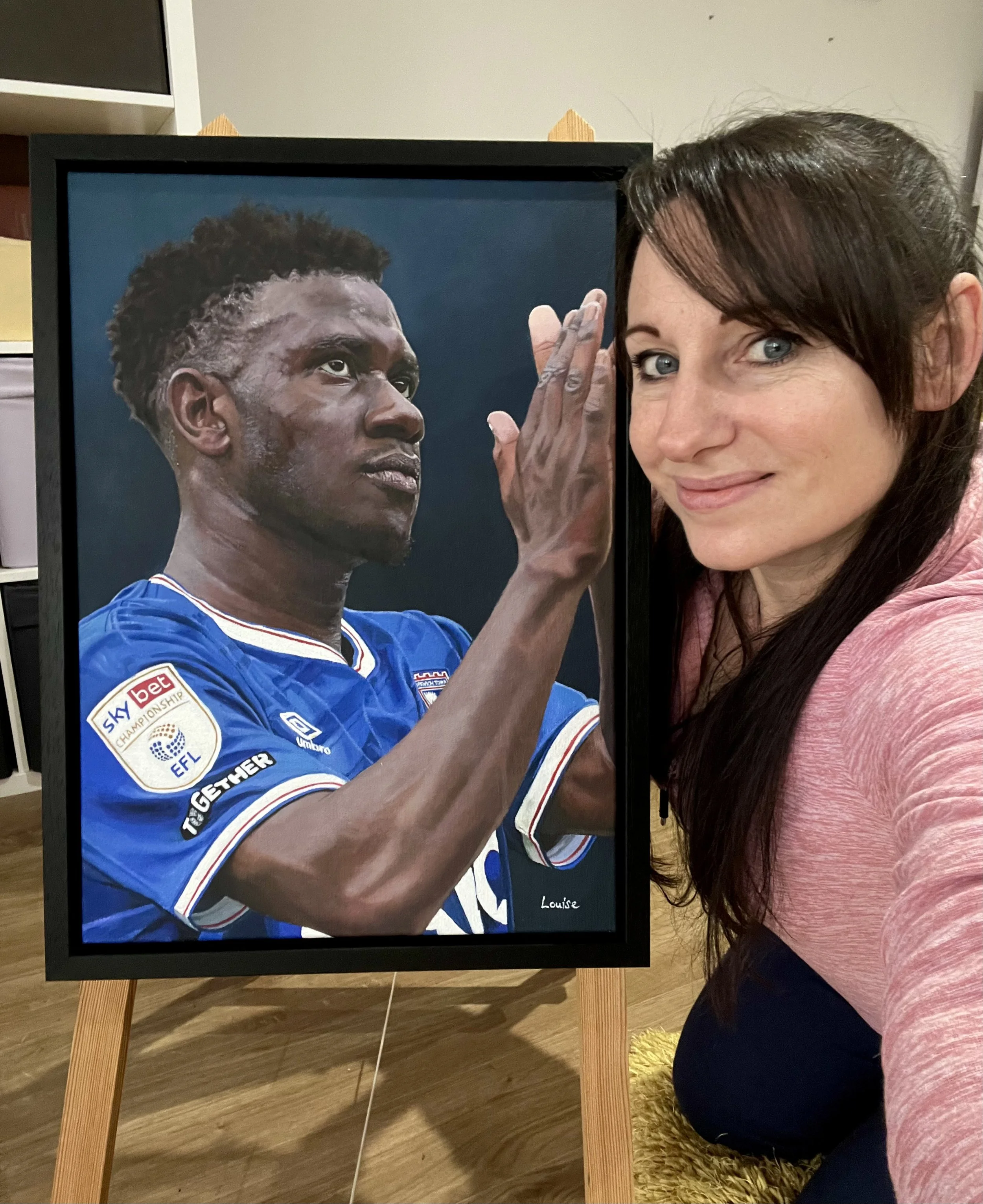  Acrylic on canvas painting capturing Azor Matusiwa for the cover of the Bristol City programme. 