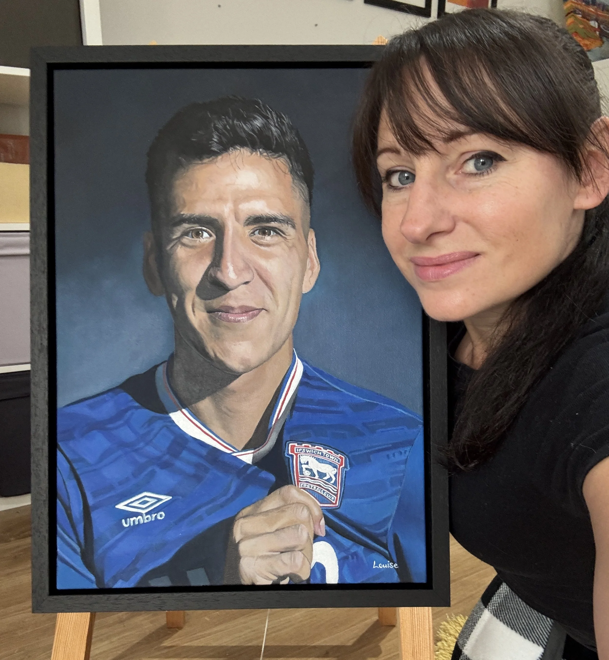  Acrylic on canvas painting capturing Marcelino Núñez for the cover of the Norwich programme. 