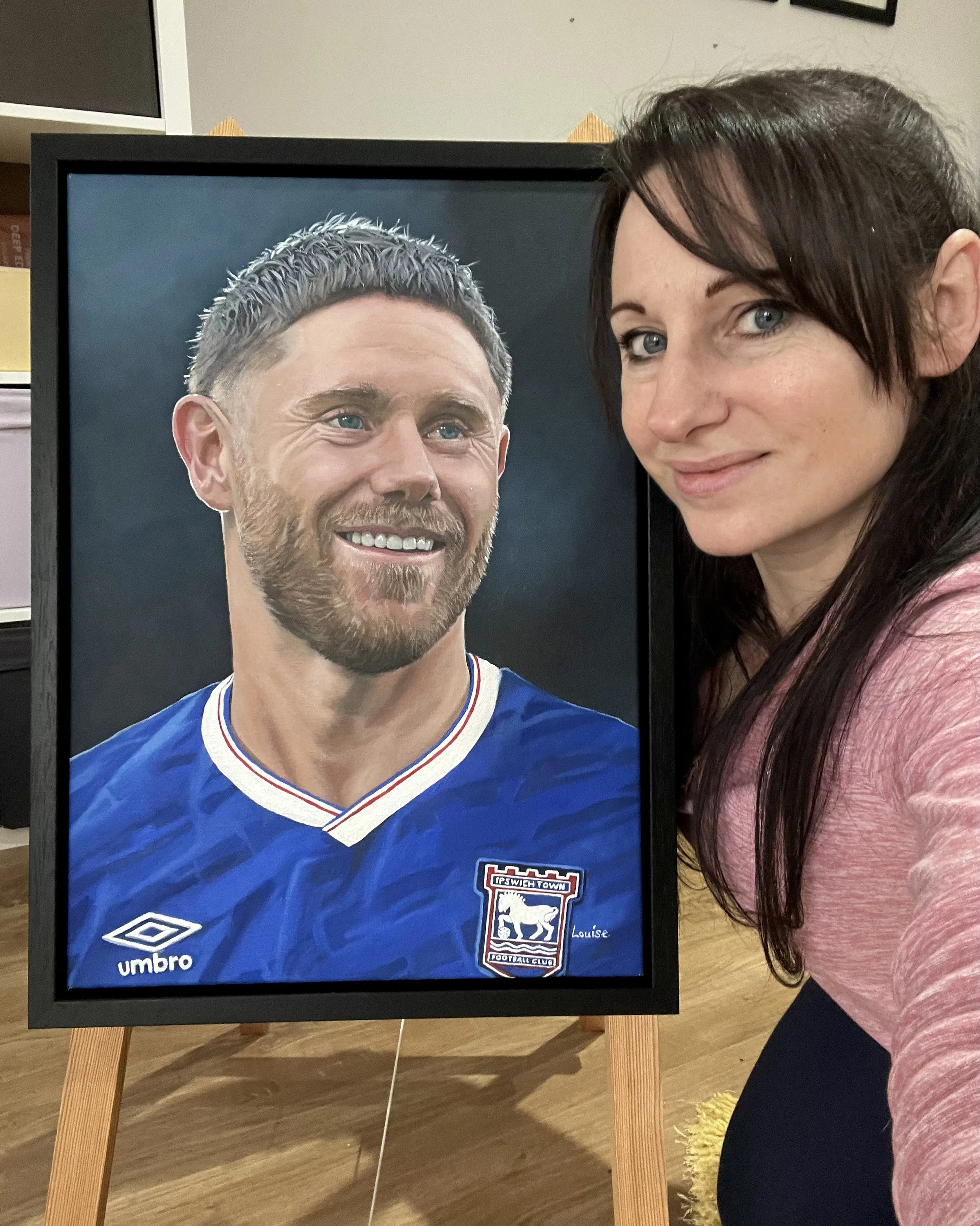  Acrylic on canvas painting capturing Wes Burns for the cover of the Blackburn programme. 