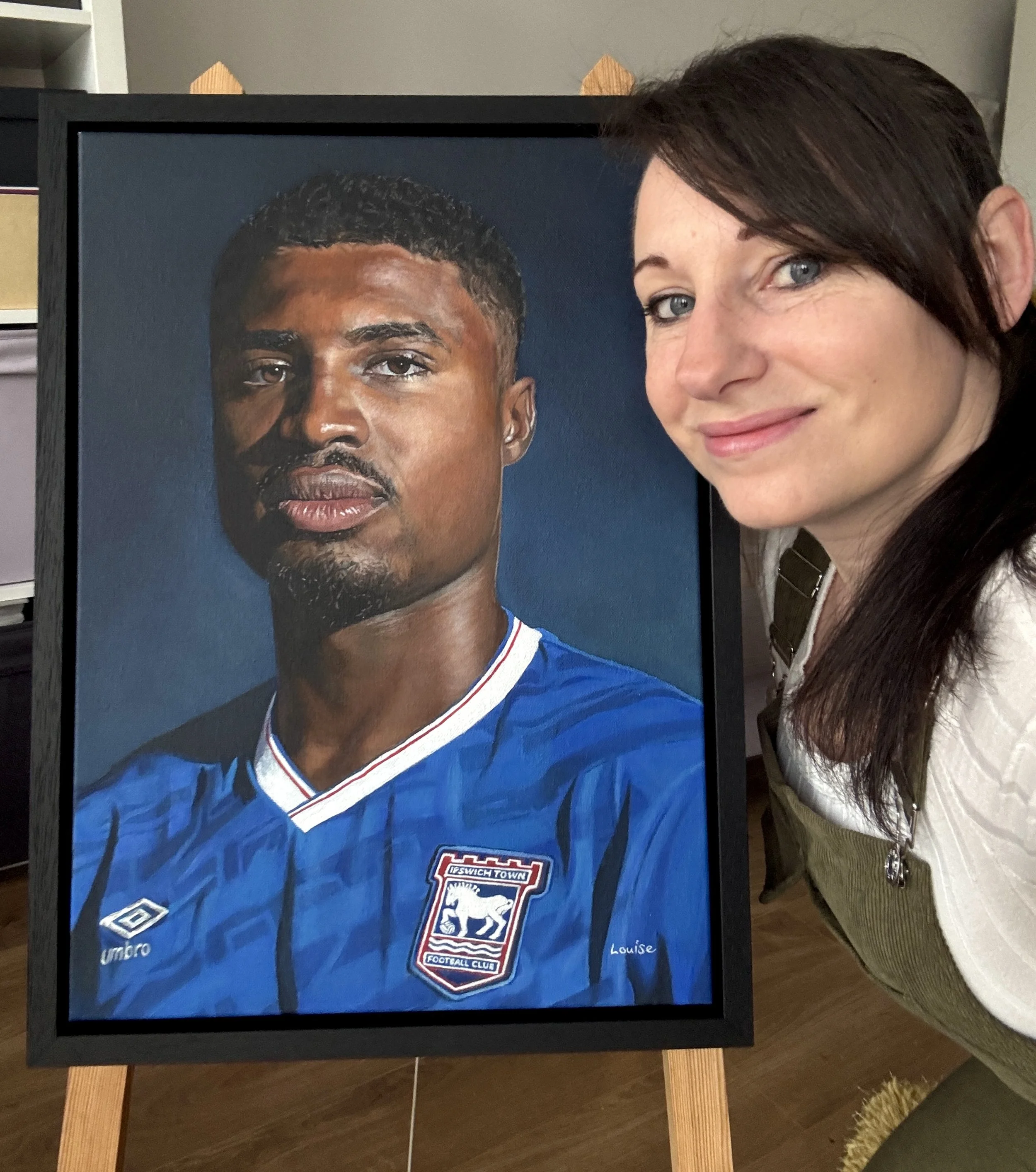  Acrylic on canvas painting capturing Ben Johnson for the cover of the Birmingham programme. 