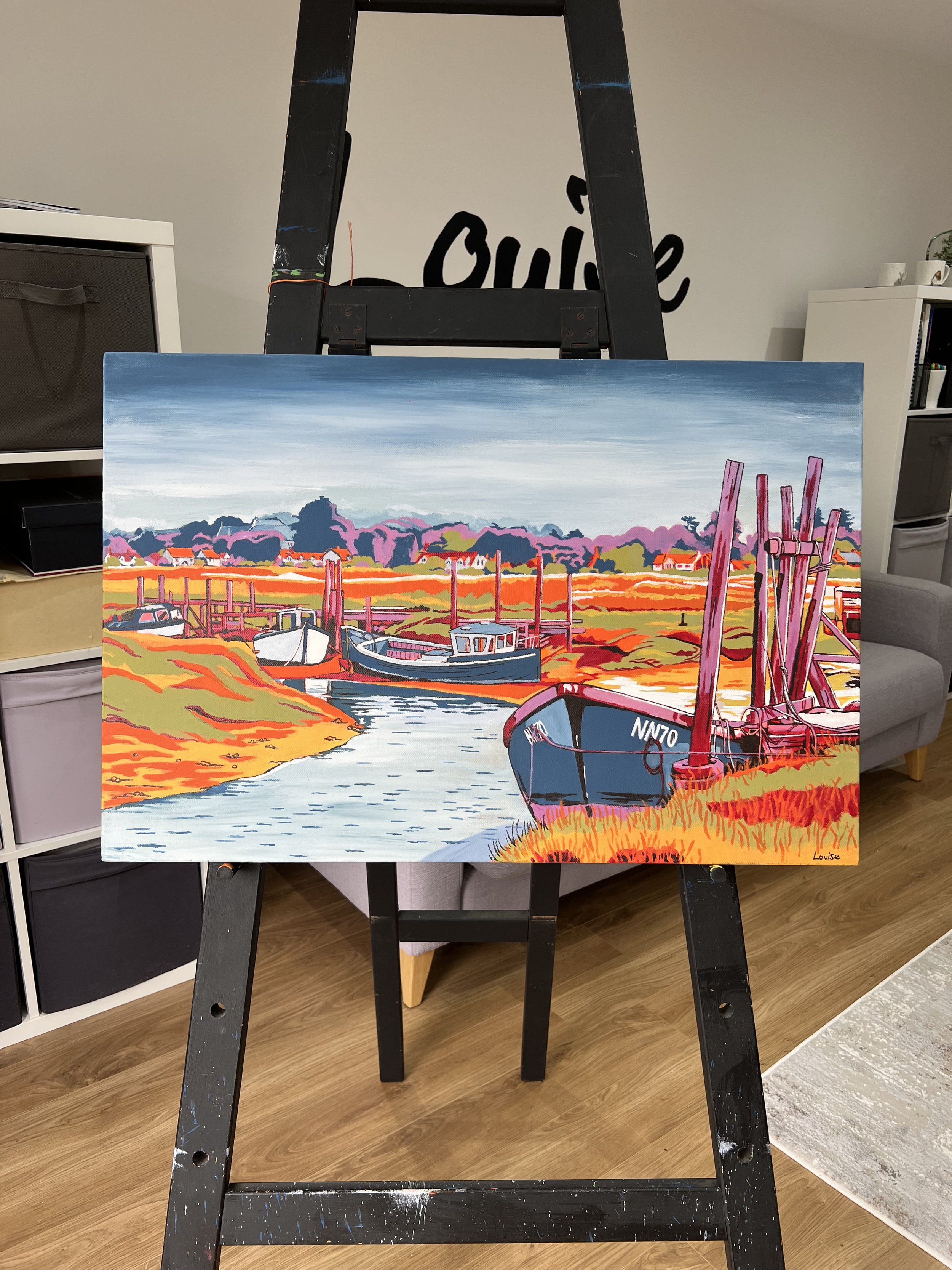  Thornham Marsh acrylic on canvas painting. Approximately A1. 