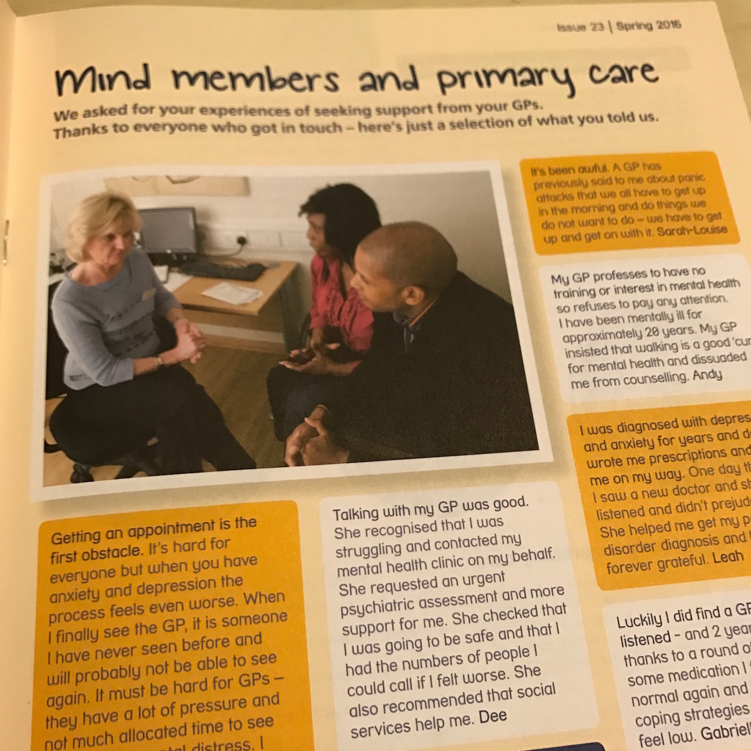 Mind's members share their experiences of discussing mental health with GPs.