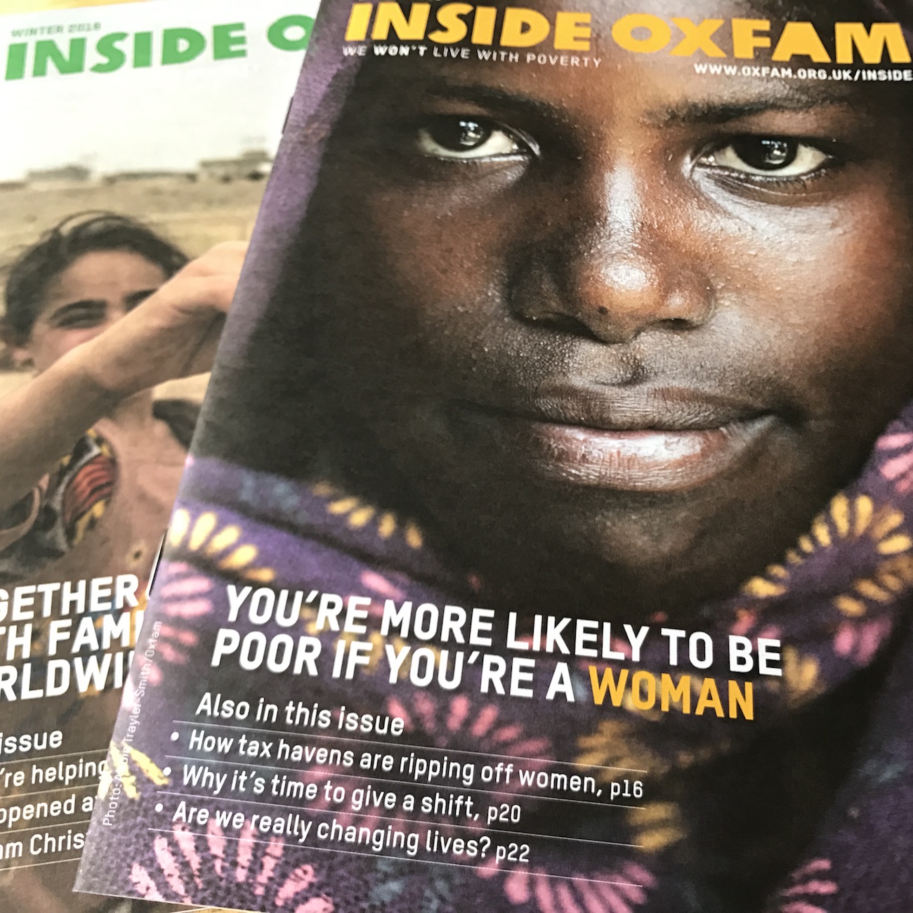 Inside Oxfam supporter magazine covers