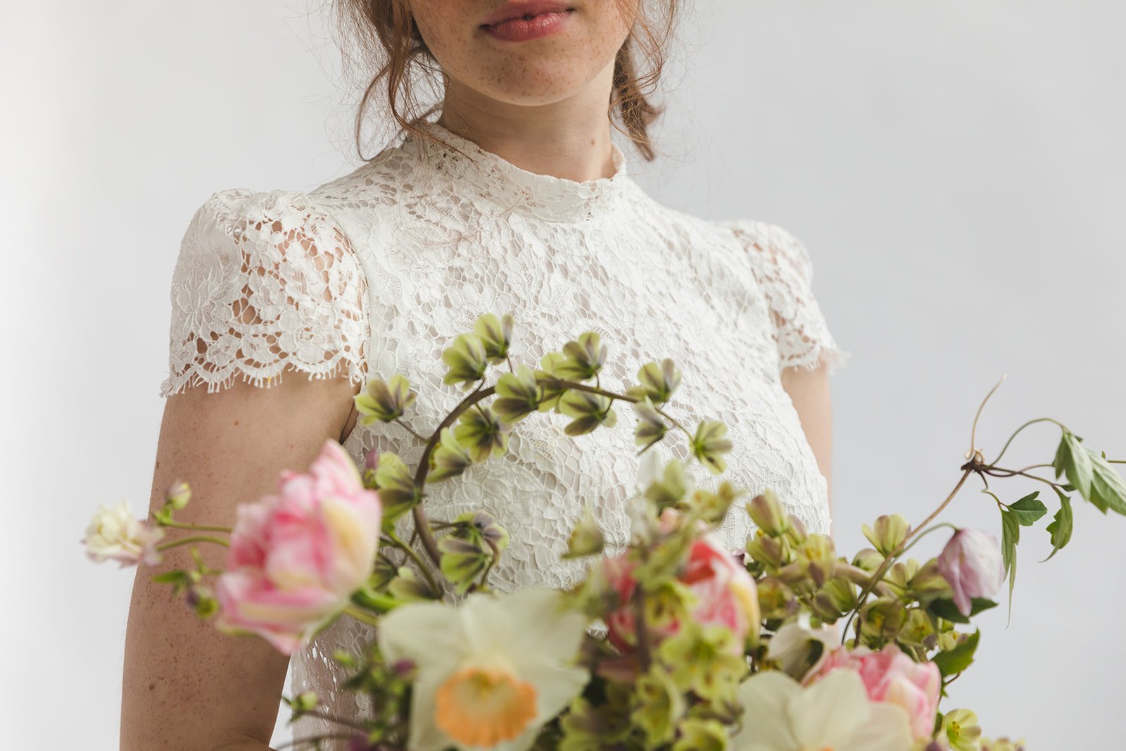 Raffi Sustainable Bridal Wear Little Seamtress. Flowers by Wildflower Florist Newcastle Ouseburn
