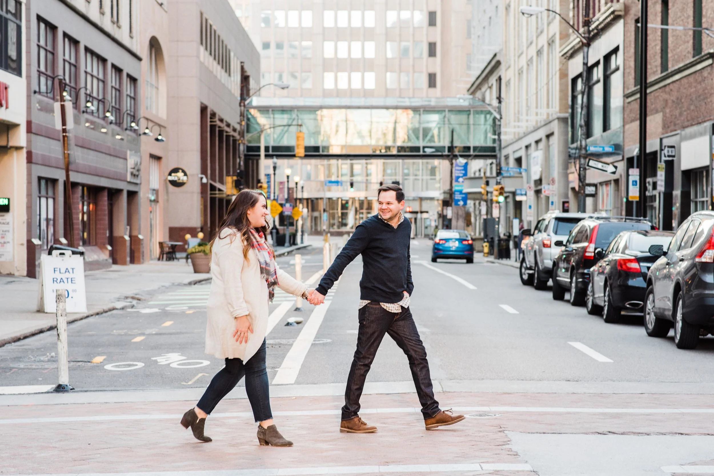 pittsburgh wedding photographers, a downtown engagement