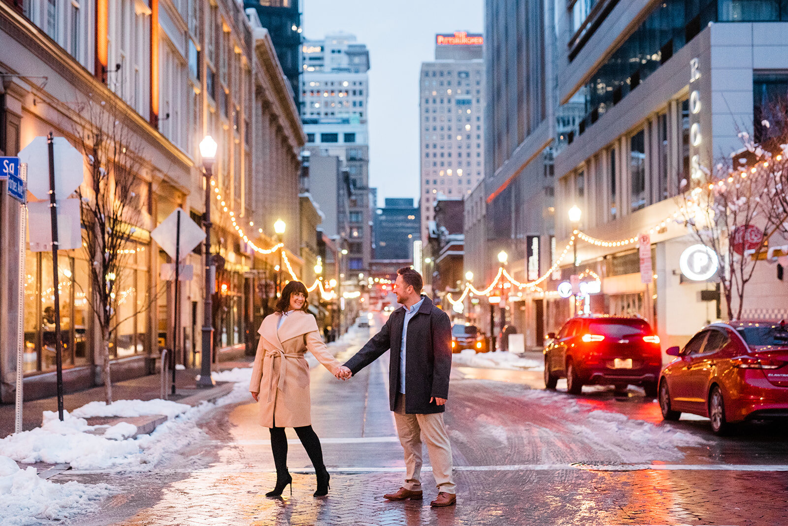 winter pittsburgh engagement session