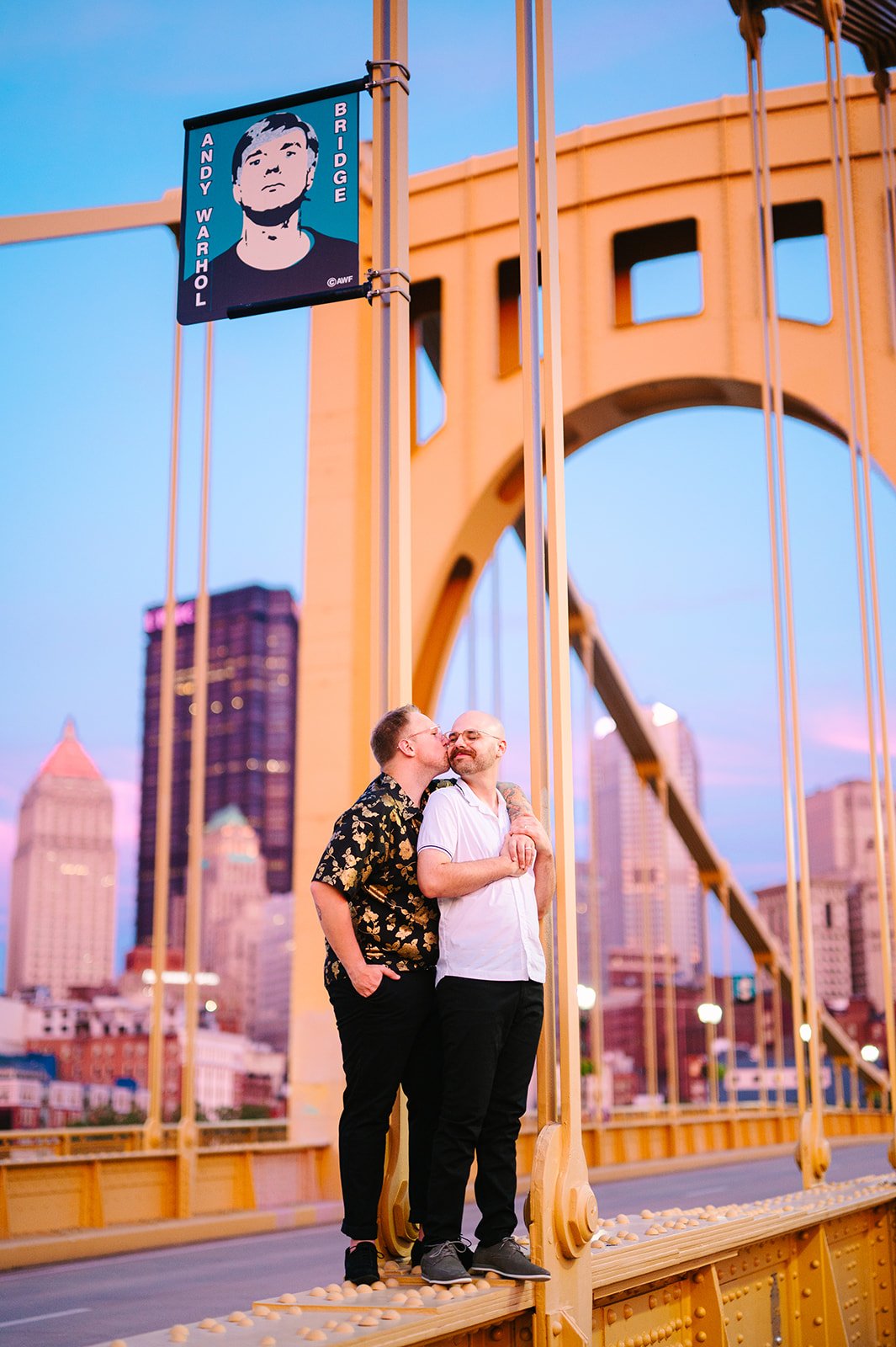 north shore yellow bridge engagement session pittsburgh