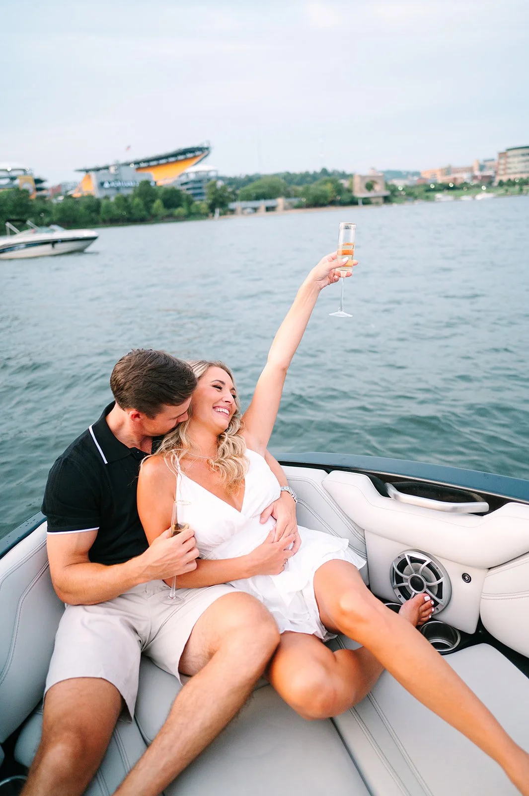 north shore boat engagement session pittsburgh