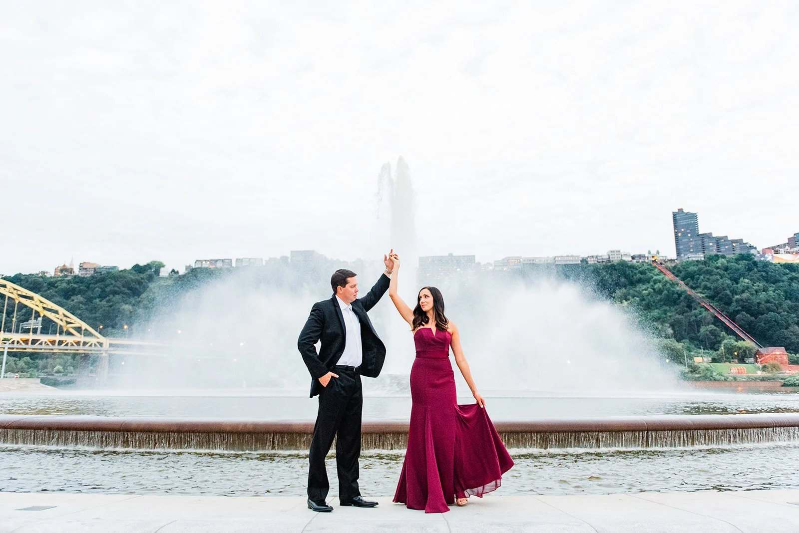 point state park engagement photos