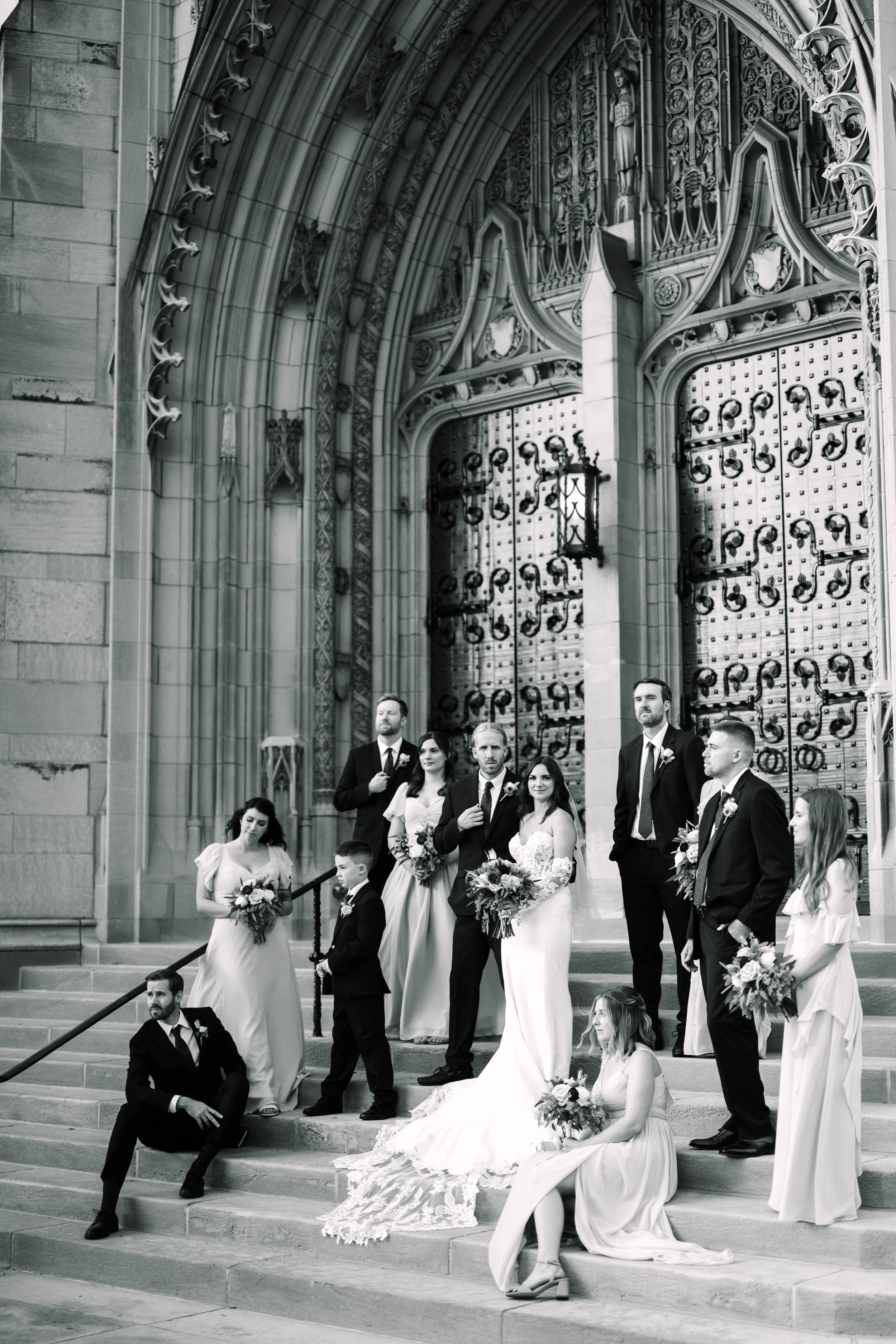 wedding party photo at heinz chapel
