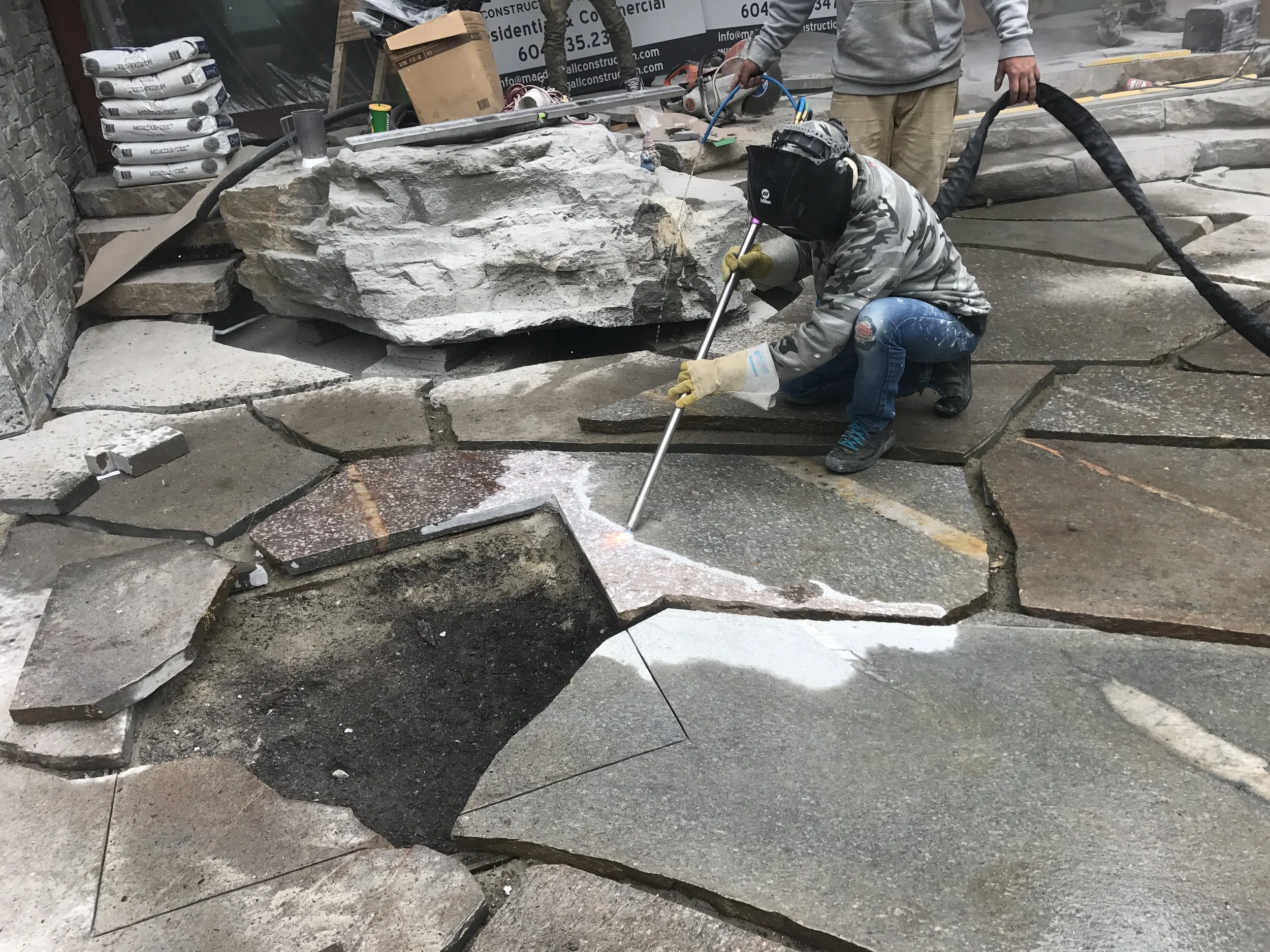 13. Work in progress for the Monashee granite flagstone courtyard