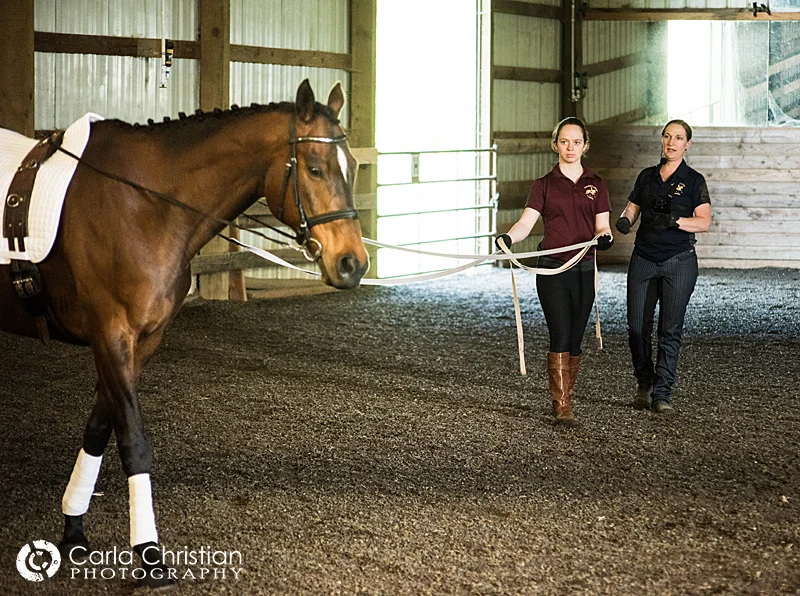 Rebekah teaching Kim H. with her Thoroughbred, Andy