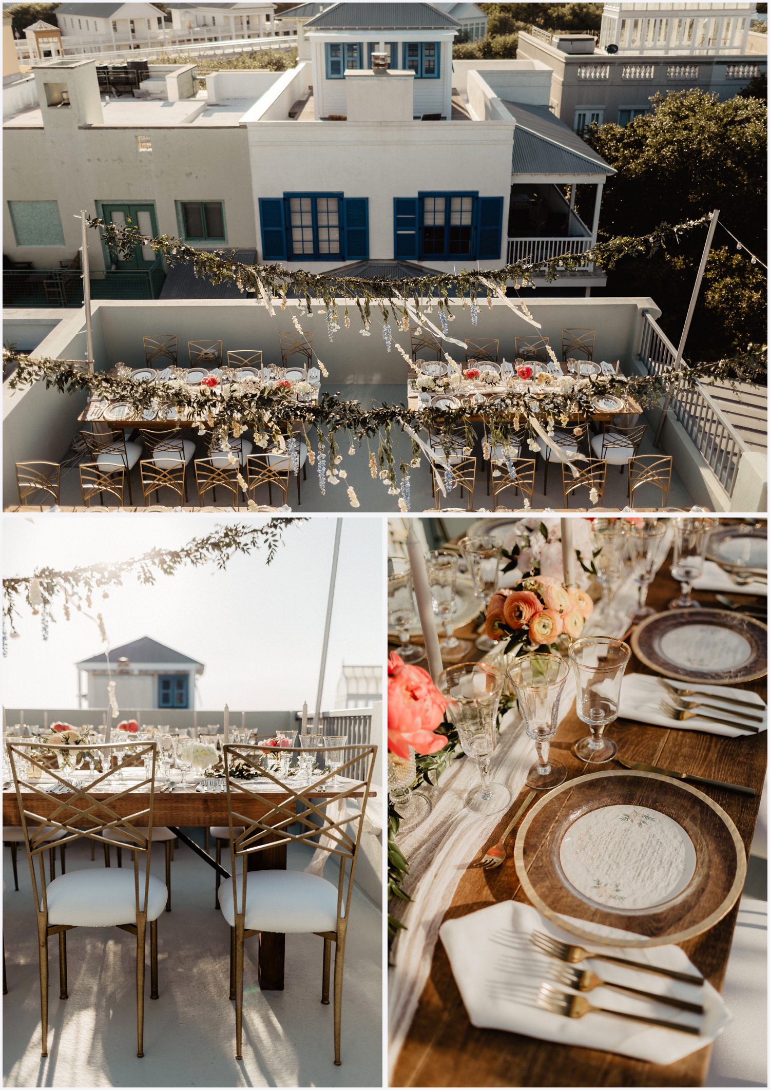 Gorgeous wedding rooftop reception at the Epiphany in Seaside, FL