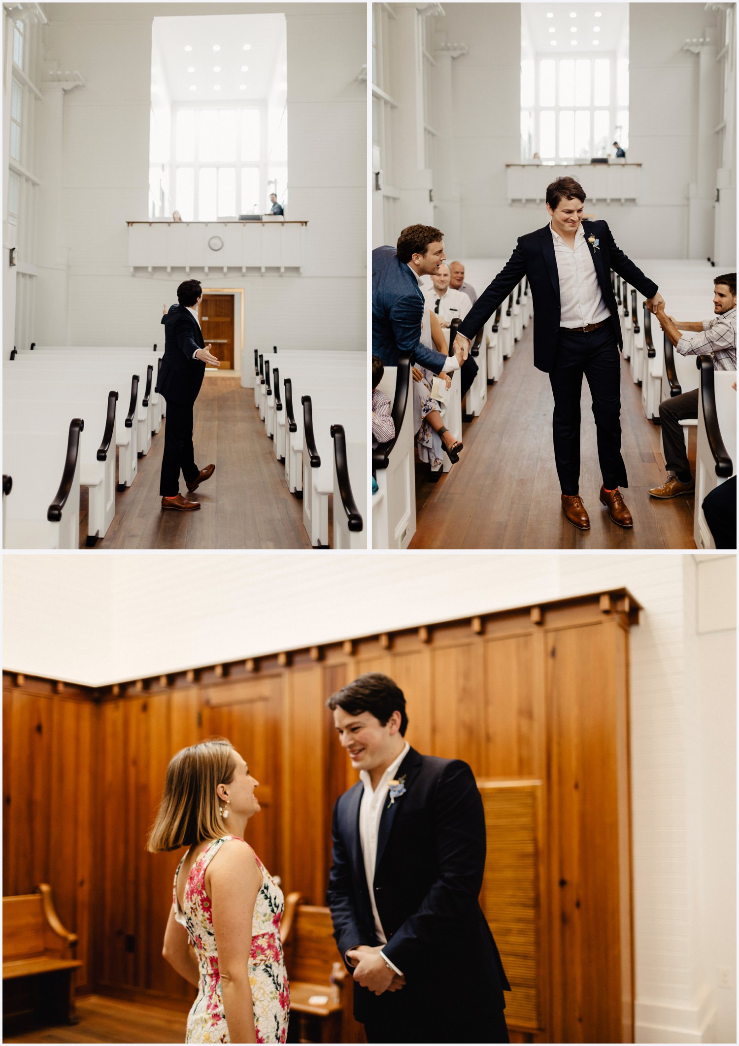 Groom arriving to his Seaside Chapel wedding