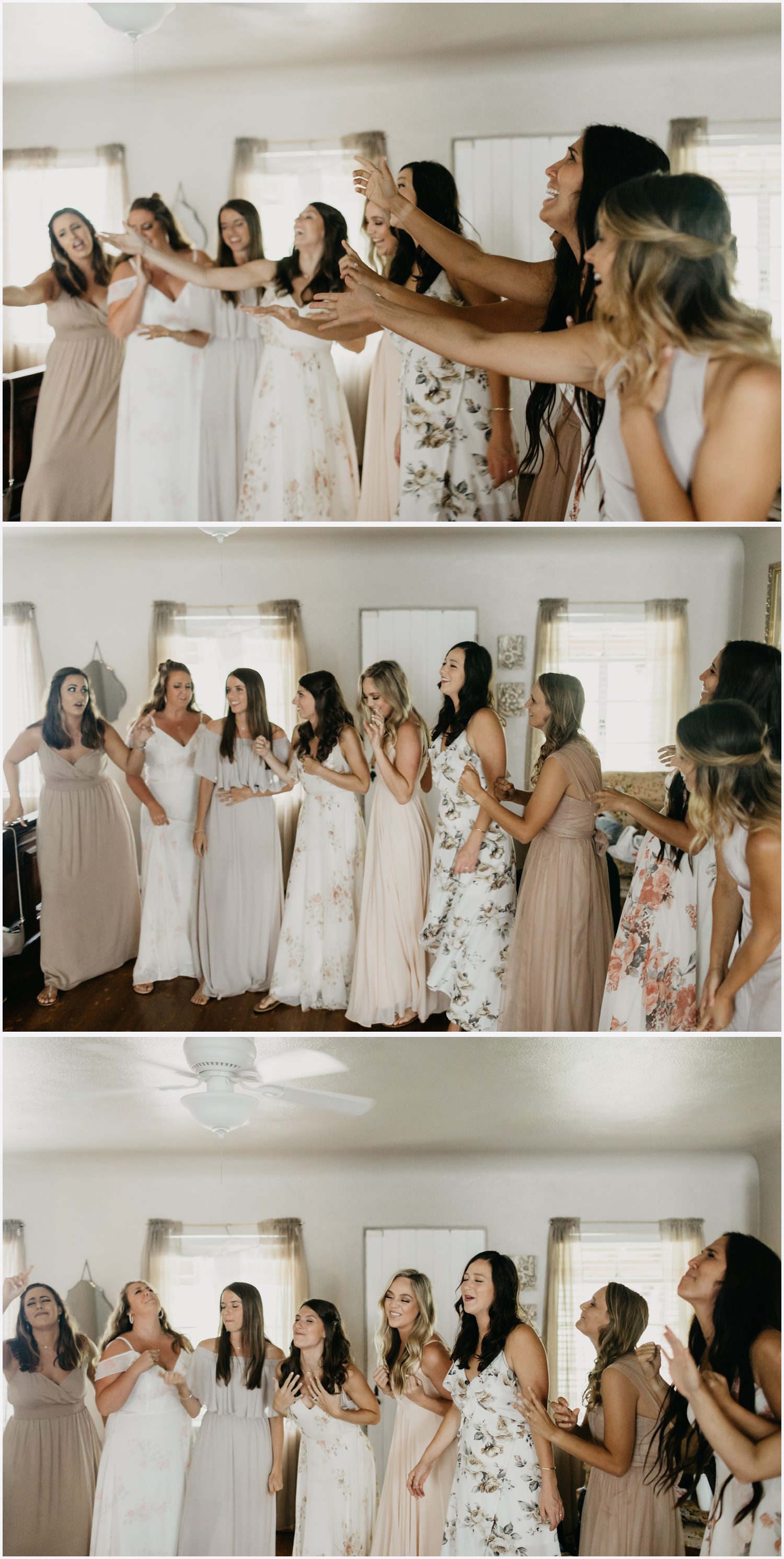 Bridesmaids singing to the bride in the Gabrella Manor
