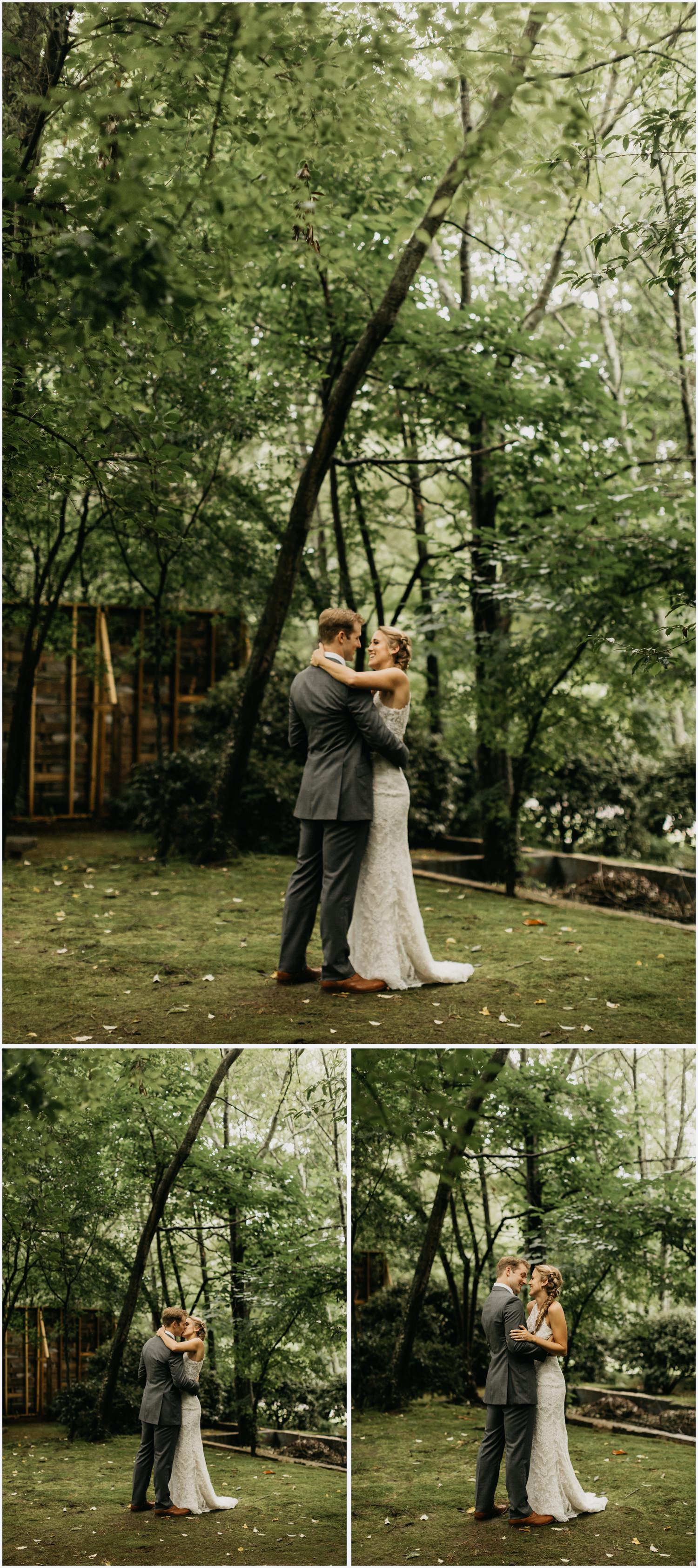 Bride and groom's first look at the Gabrella Manor