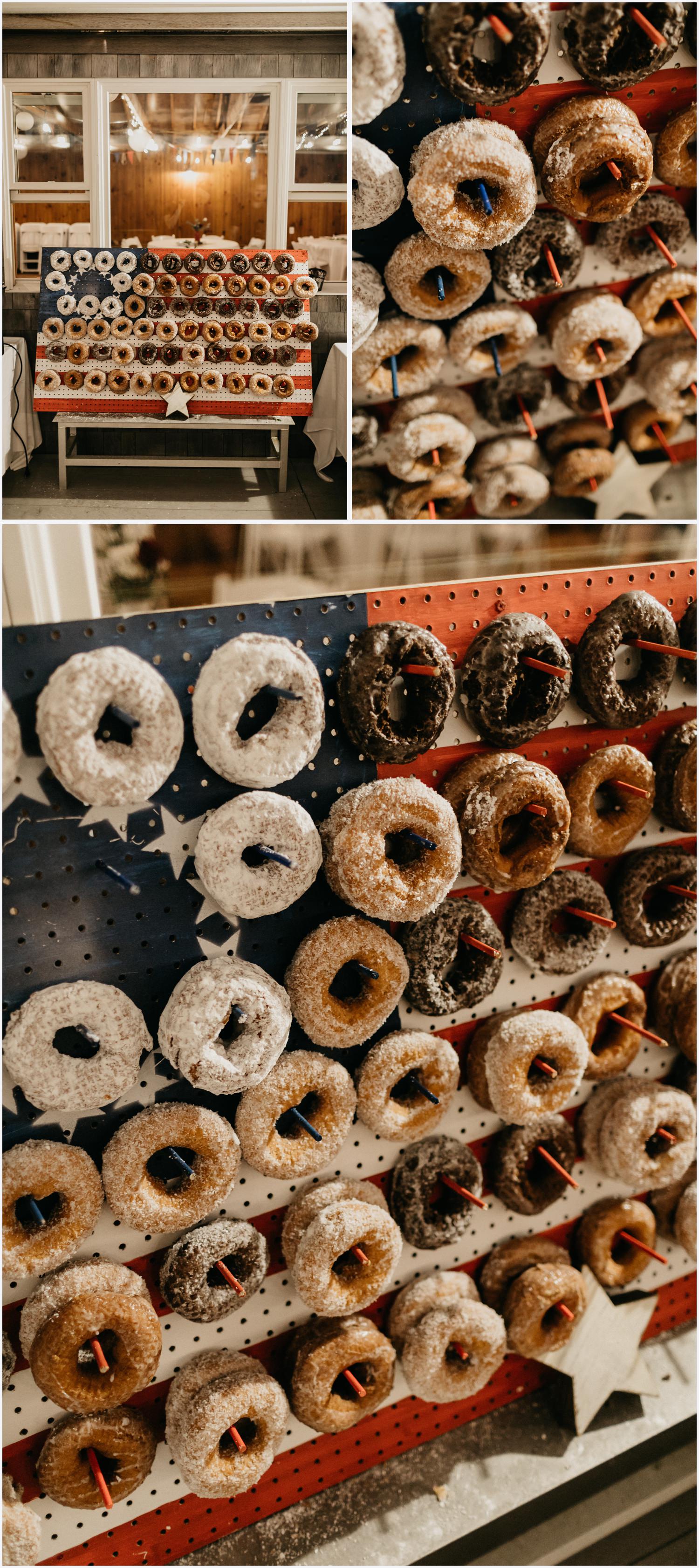 Wedding donut wall at the Chequessett Yacht &amp; Country Club