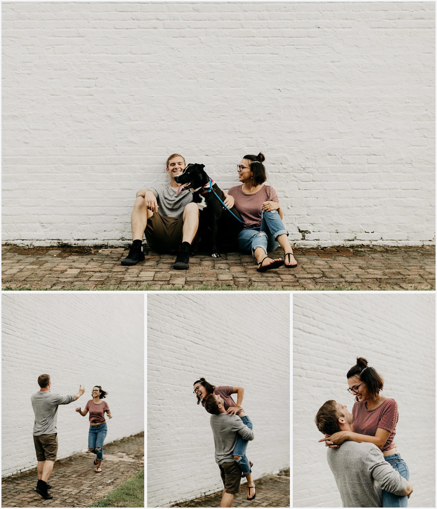 A Couple with their dog in Downtown Pensacola