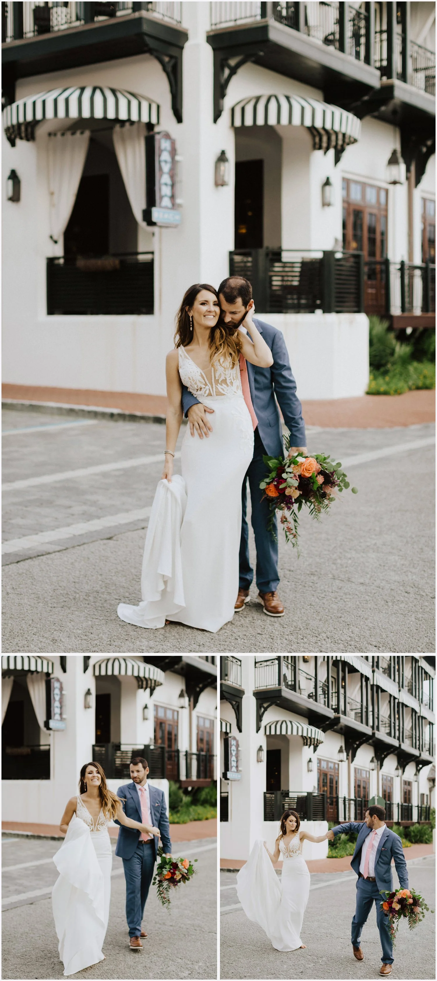 Bride and groom portraits in Rosemary Beach