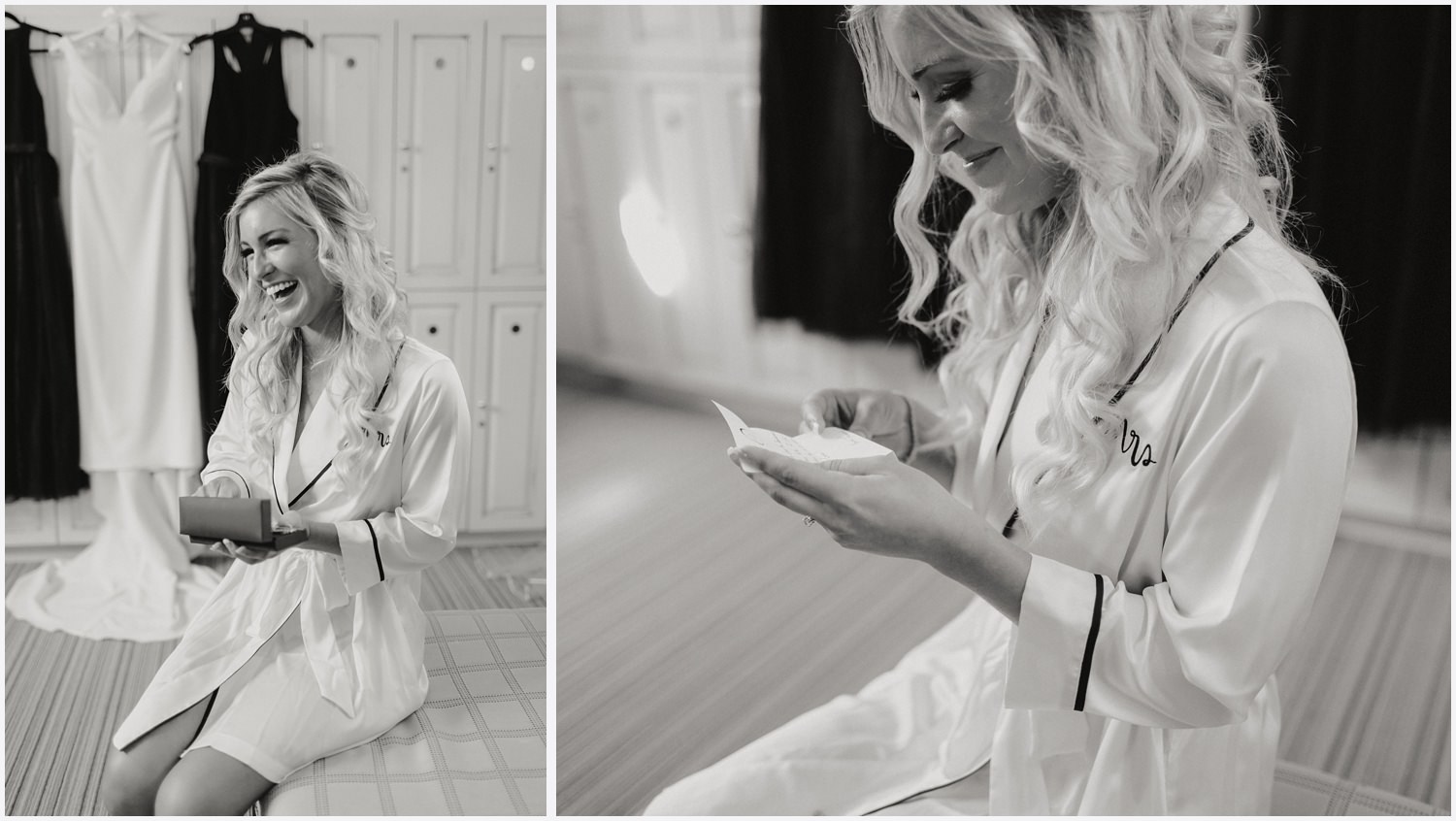 Bride reading a letter Shark's Tooth Golf Club