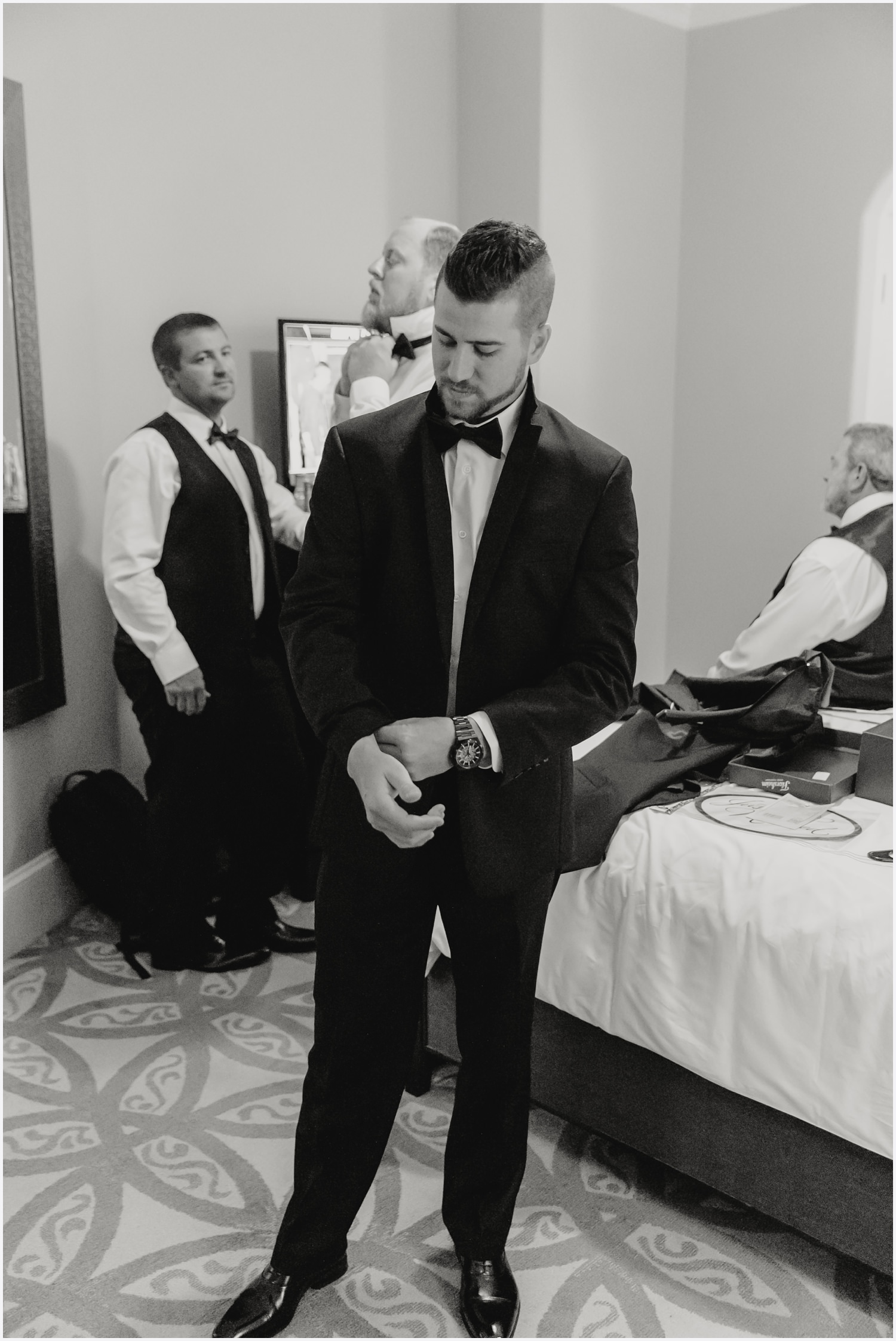 Groom getting ready at The Pearl in Rosemary Beach