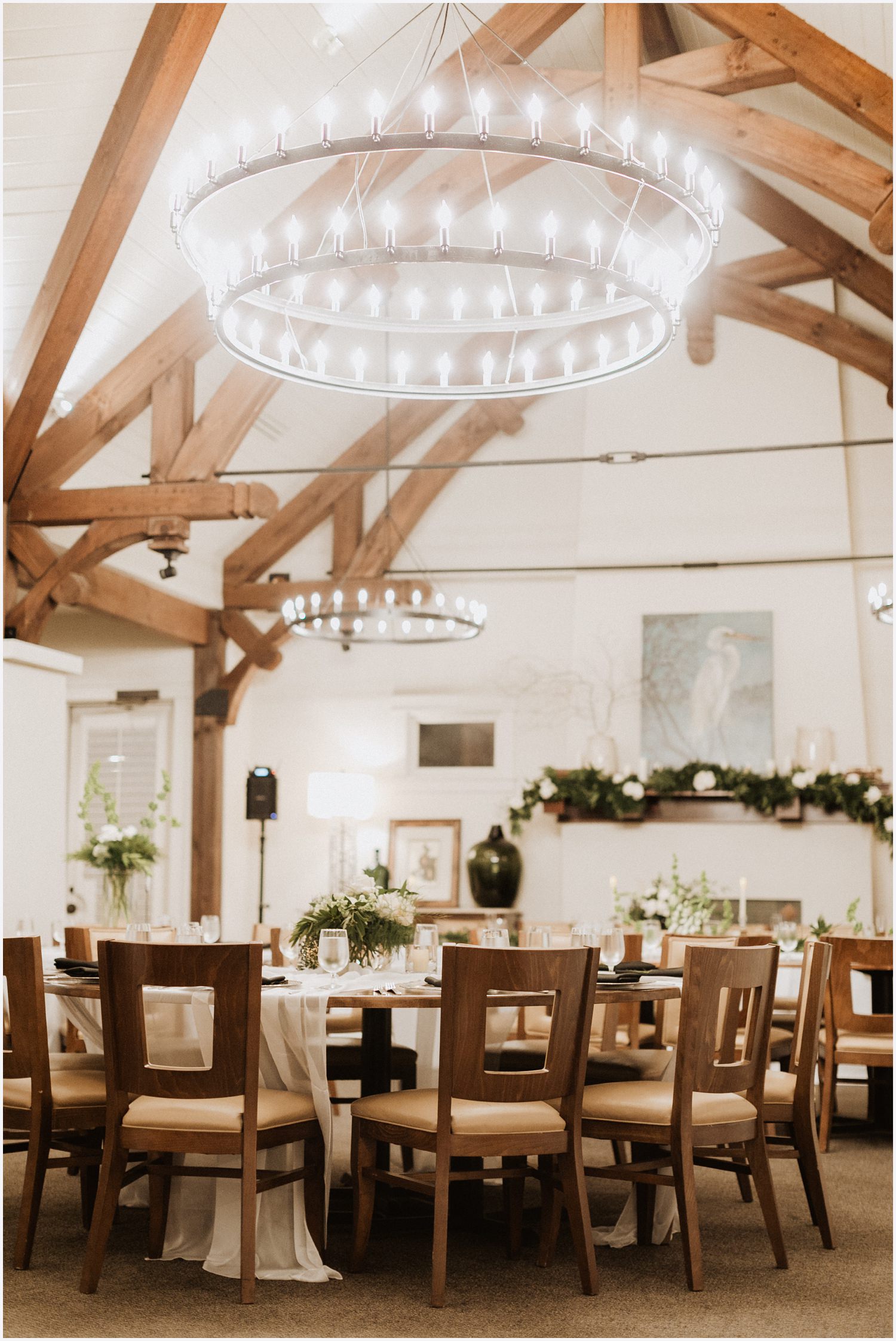 Reception decor at a Shark's Tooth Golf Club Wedding