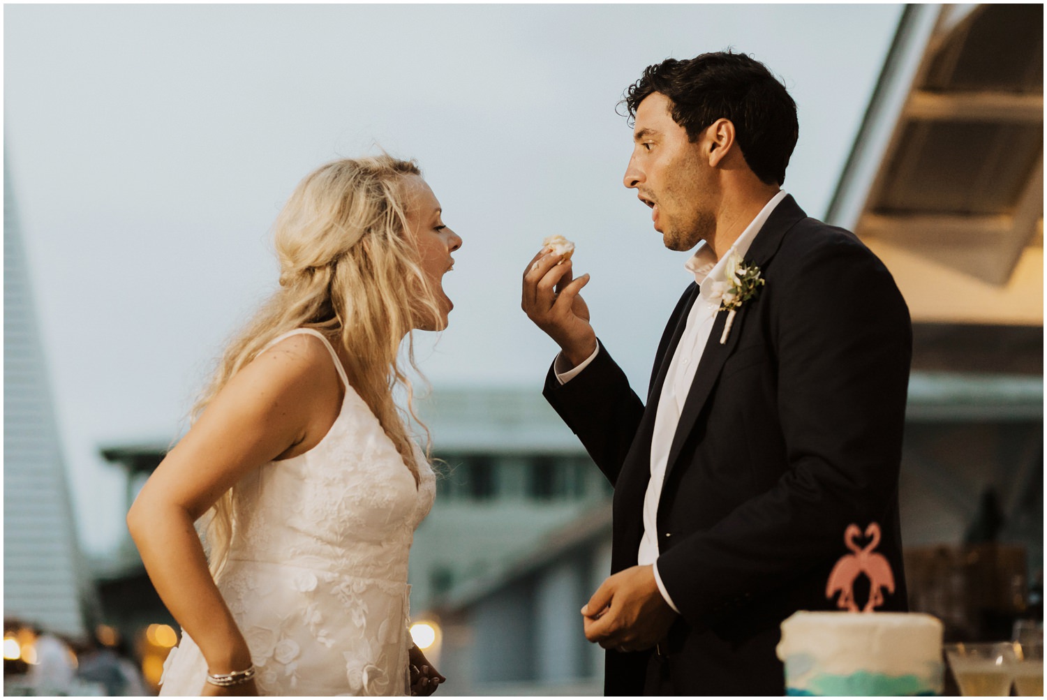 Cake Cut Bud and Alley's Seaside Wedding
