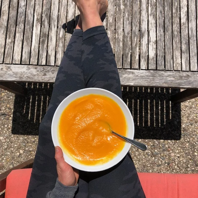 Here I am recently taking a 15 minute break for lunch in the sunshine. That sunshine felt so good and not only that, I was way more productive the rest of the day than I would have been had I not taken the time to sit and eat slowly and nourish myself.