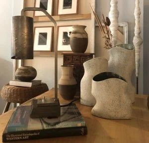 A View Of A Handmade Metal Elio Table Lamp With Ceramics