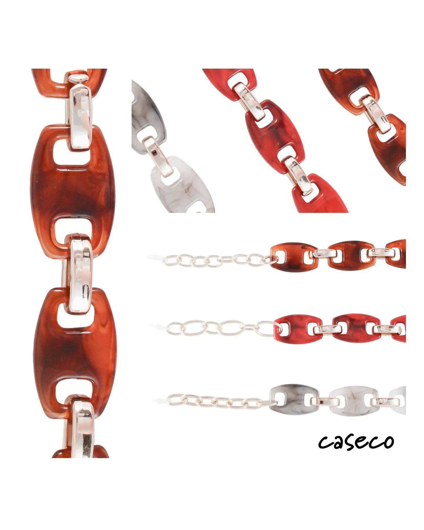 Discover the art of accessorising with our elegant extra large link anodised chains set 𝗞𝗖𝟭𝟲⁠.⁠
⁠
Crafted in classic tortoise, sophisticated grey and red marble finishes. Lightweight yet luxurious, blend fashion with function&mdash;perfect for tu