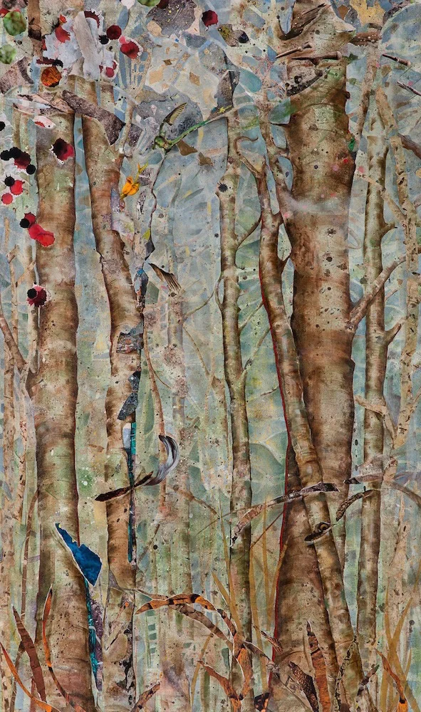 BIRTH OF A FOREST, 60x36, mixed collage on canvas (2015) Sold